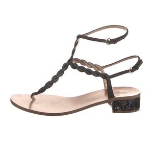 Valentino Leather Crystal Embellishments T-Strap Sandals rockstud gladiator